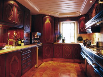  Large kitchen with industrial appliances. 