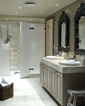  Bathroom with large shower. 